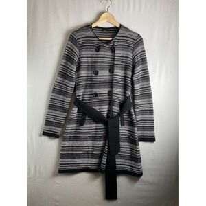 Lola Women's Small Textured Knit Belted Cardigan Coat Double Breasted Jacket